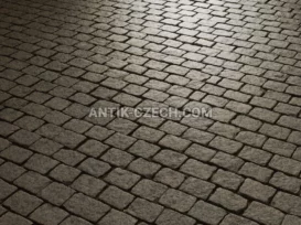 Štípaná a řezaná dlažební kostka ze žuly Verde Oliva fotografie 2