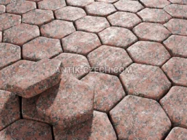 Zaoblená dlažební kostka ze žuly Rosso Santiago fotografie 2