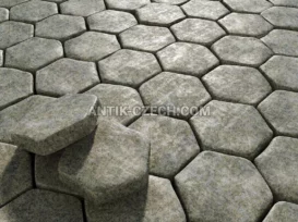 Zaoblená dlažební kostka ze žuly Verde Oliva fotografie 2